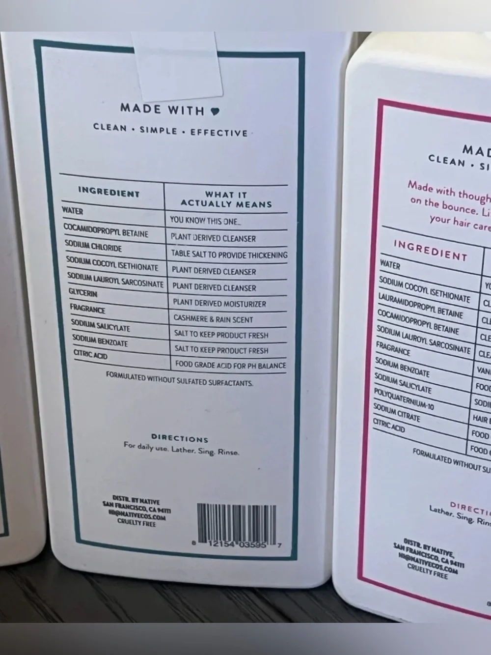 Native 2 Cashmere Rain Body Wash & Vanilla Cactus Flower Shampoo + Conditioner
